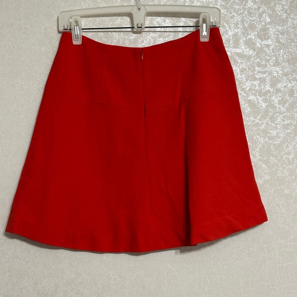 Ann Taylor LOFT Solid Red Mini Above Knee Skirt A-Line High Waist Back Zip Sz 0 - Picture 2 of 6